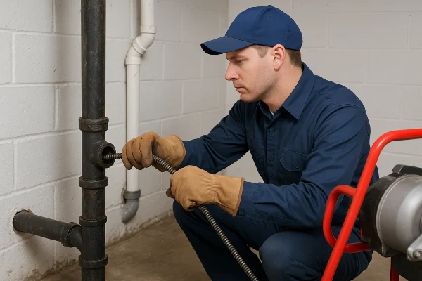 a plumber using a snake to clear a plumbing pipe from Plumber Georgetown in Pflugerville, TX - Pflugerville TX a plumber using a snake to clear a plumbing pipe from Plumber Georgetown in Pflugerville, TX - Pflugerville TX